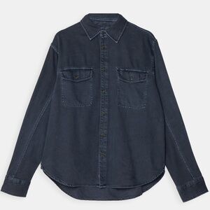 Rag & Bone Navy Blue Long Sleeve Collared Button Down Shirt with Chest Pockets